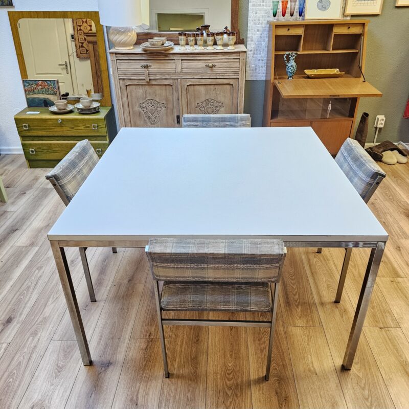 Pastoe Witte Vintage Eethoek – Tafel met 6 Stoelen