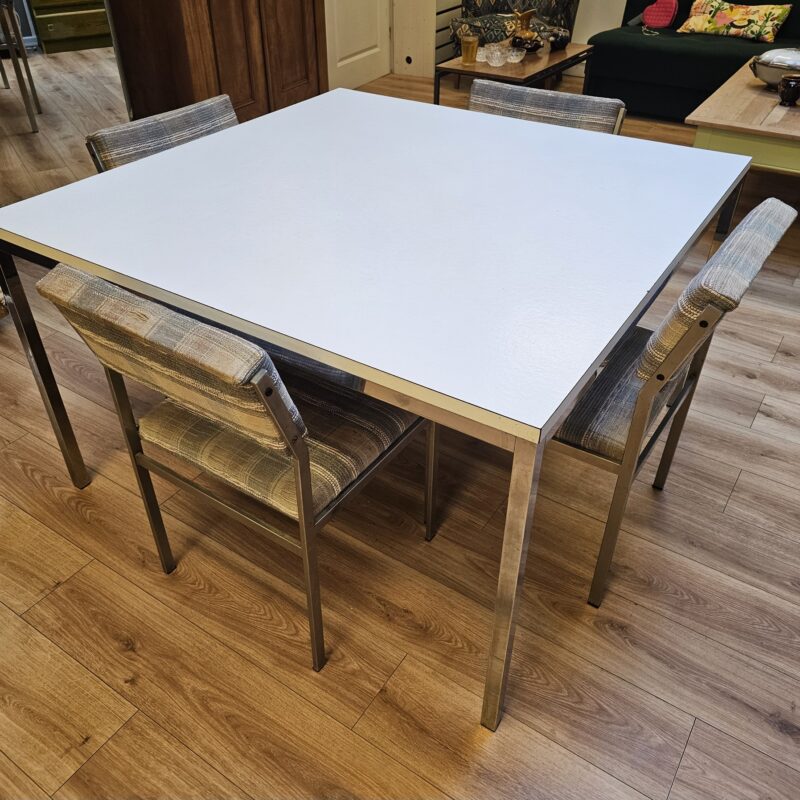 Pastoe Witte Vintage Eethoek – Tafel met 6 Stoelen